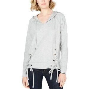 Michael Kors Hoodie Gray Lace Up Grommet Long Sleeve Tee Sweatshirt
